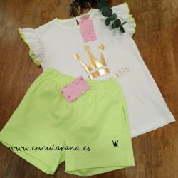 Eva Castro short niña neon