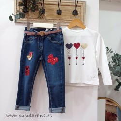 Pantalon niña vaquero stras de sarabanda