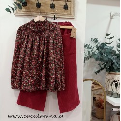 Mia y Lia blusa flores granate