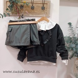 Sarabanda short falda negro ecopiel