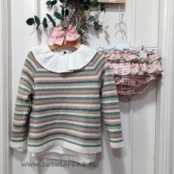 Conjunto blusa y braga rosa liberty