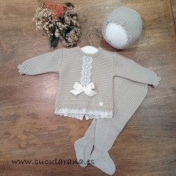 Prim baby conjunto jubon y polaina piedra 913