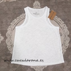 Camiseta niña básica blanca nadadora de algodón coleccion primavera verano la firma Mia y